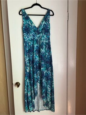 Garnet Hill blue/teal floral maxi sundress